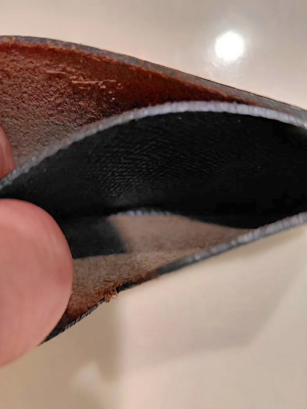 Vince Black Blue Textured Leather Card Holder with V Detail Italy